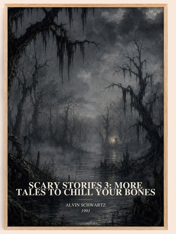 Scary Stories 3: More Tales To Chill Your Bones watercolour book poster by Alvin Schwartz – framed literary art print