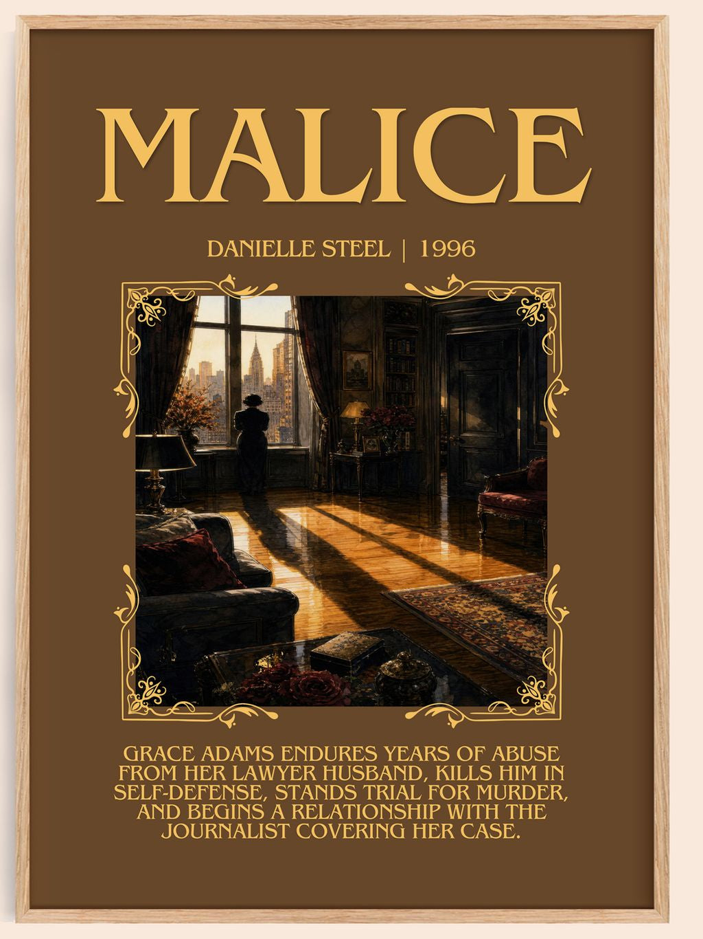 Malice Minimalist Book Poster by Danielle Steel – book poster