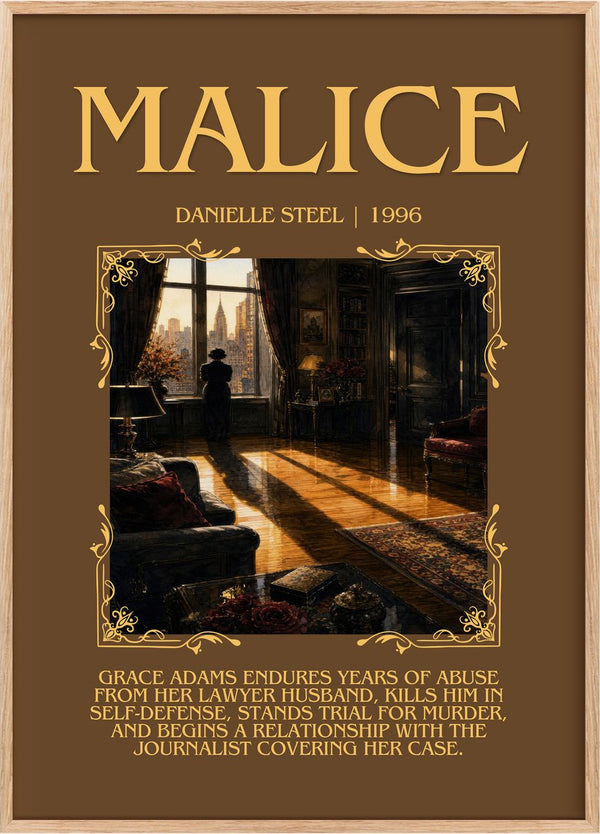 Malice Minimalist Book Poster by Danielle Steel