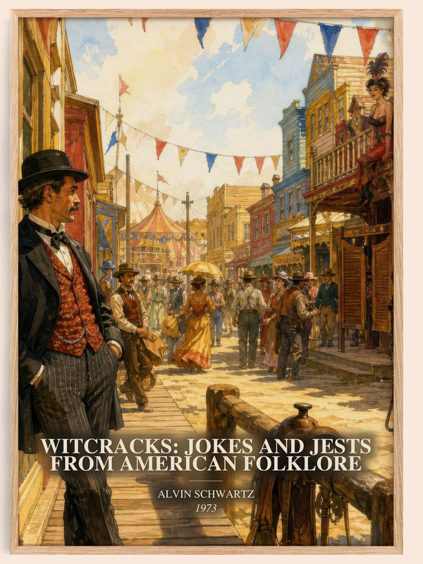 Witcracks: Jokes And Jests From American Folklore watercolour book poster by Alvin Schwartz – framed literary art print