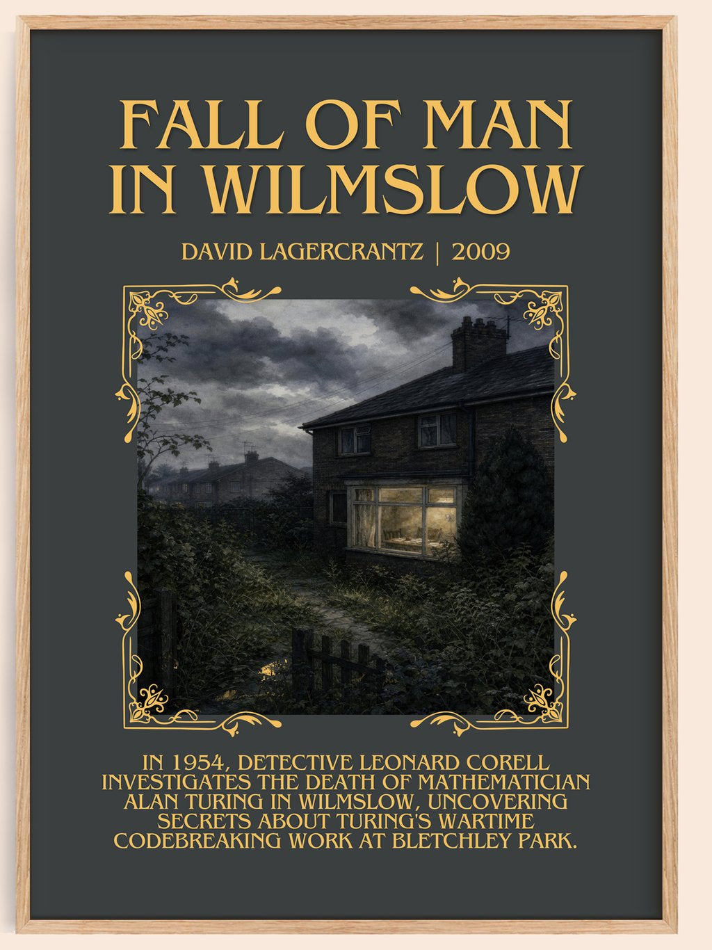Fall Of Man In Wilmslow Minimalist Book Poster by David Lagercrantz – book poster