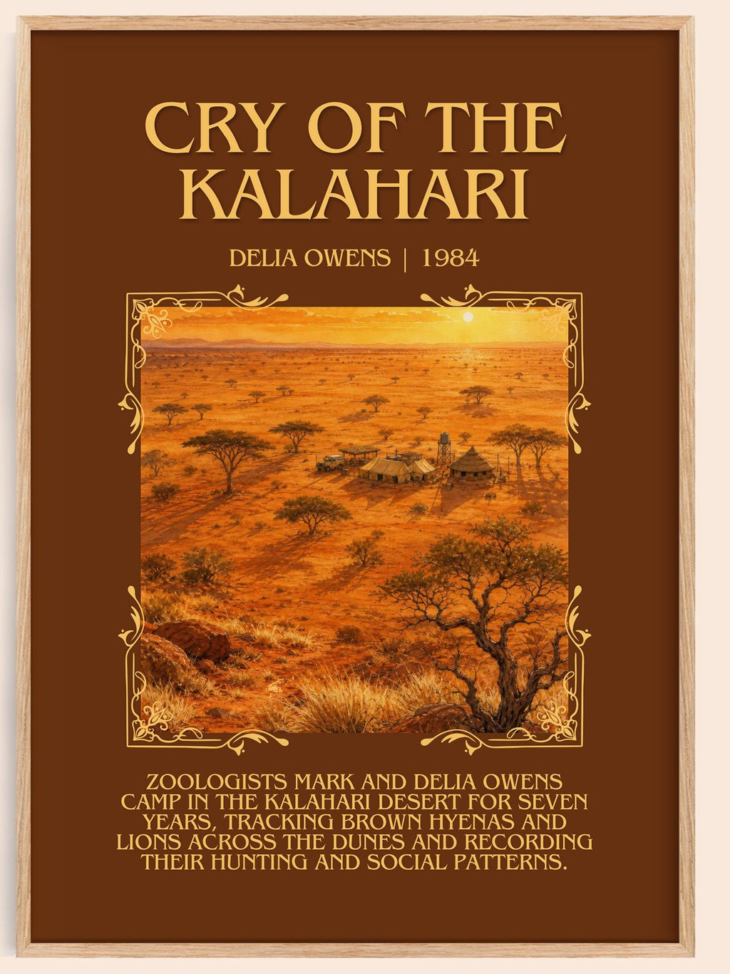 Cry Of The Kalahari Minimalist Book Poster by Delia Owens – book poster