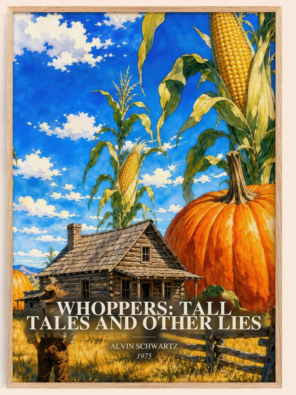 Whoppers: Tall Tales And Other Lies watercolour book poster by Alvin Schwartz – framed literary art print