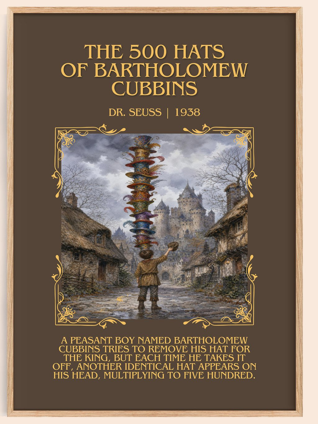 500 Hats Of Bartholomew Cubbins Minimalist Book Poster by Dr. Seuss – book poster