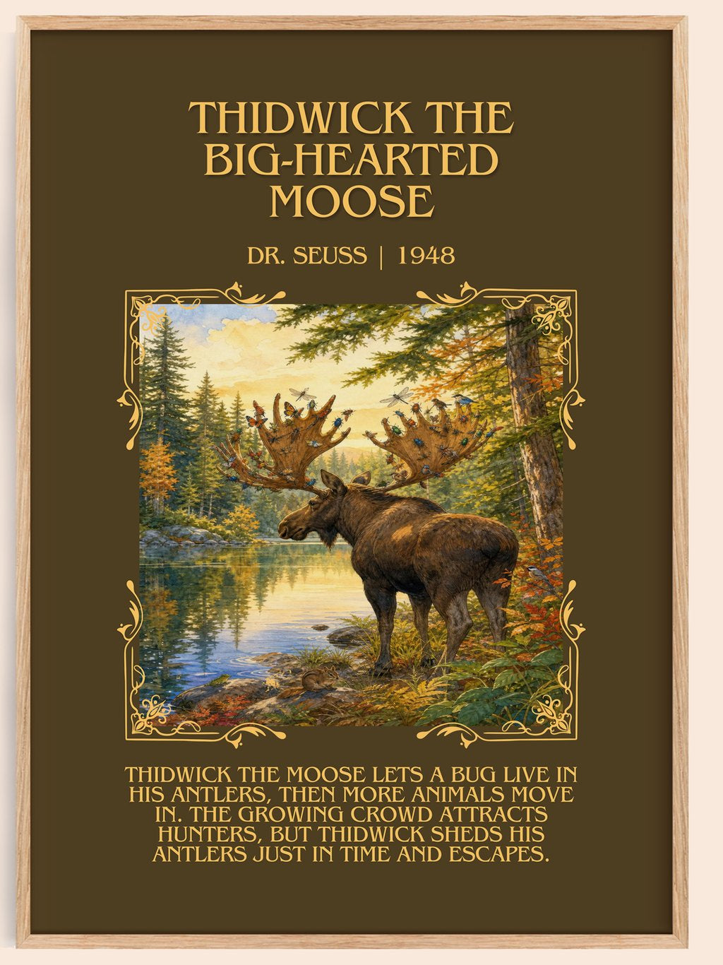 Thidwick The Big-Hearted Moose Minimalist Book Poster by Dr. Seuss – book poster