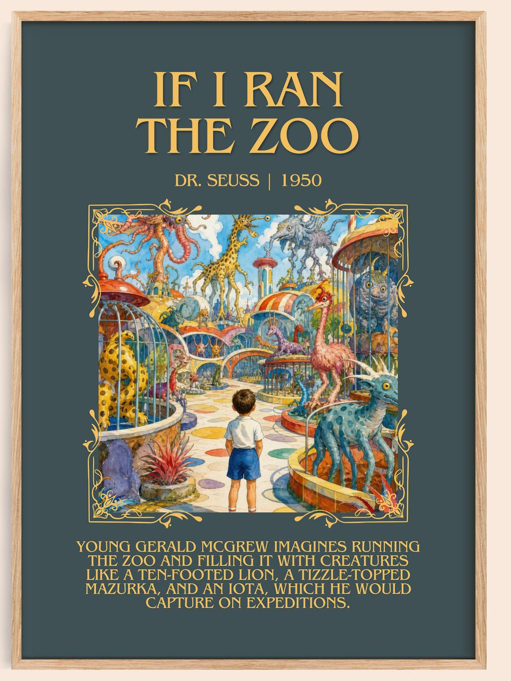 If I Ran The Zoo Minimalist Book Poster by Dr. Seuss – book poster