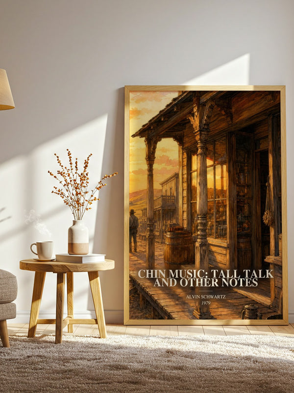 Chin Music: Tall Talk And Other Notes watercolour print in frame leaning in hallway – non fiction wall art