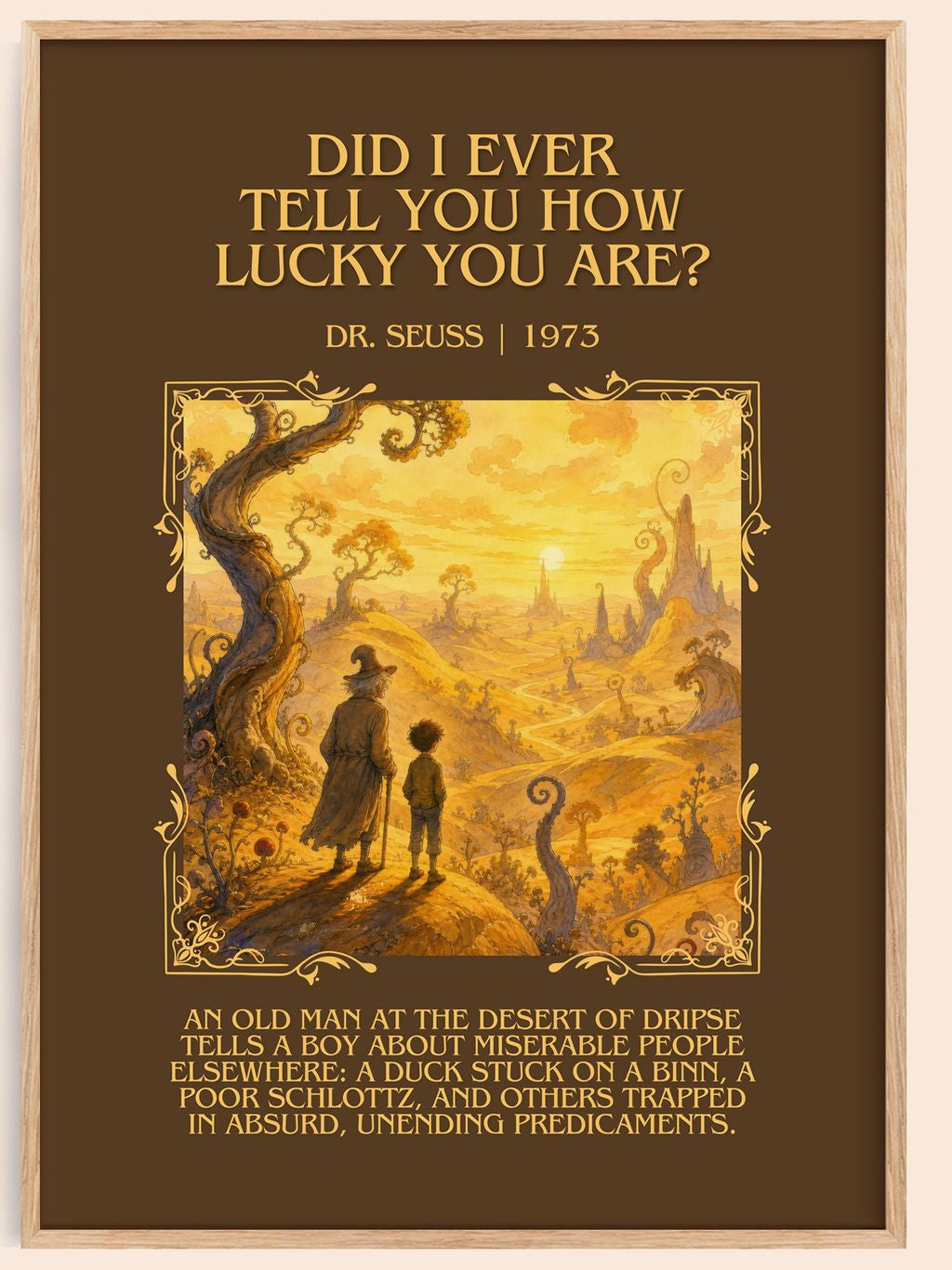 Did I Ever Tell You How Lucky You Are? Minimalist Book Poster – book poster