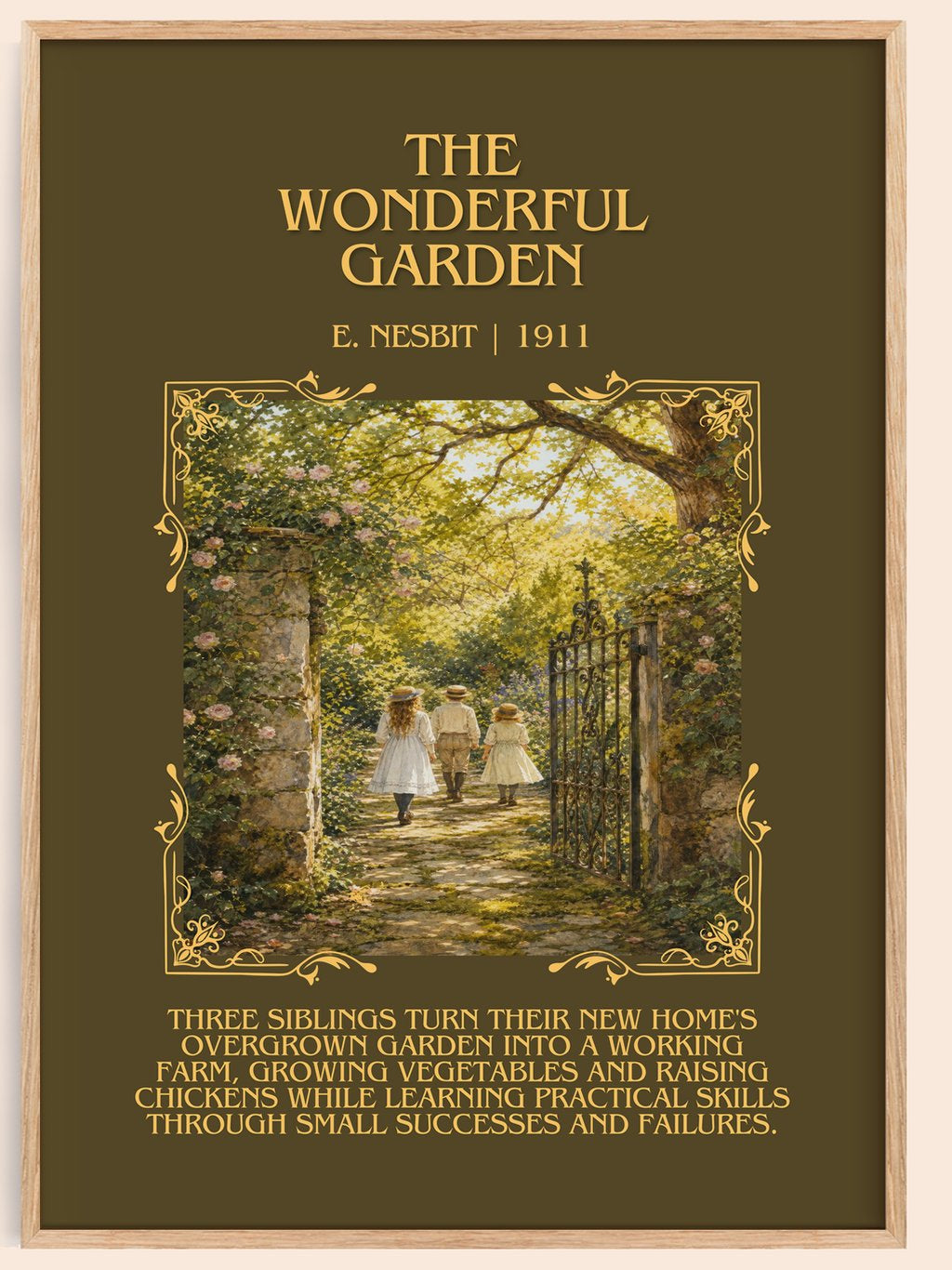 The Wonderful Garden Minimalist Book Poster by E. Nesbit – book poster