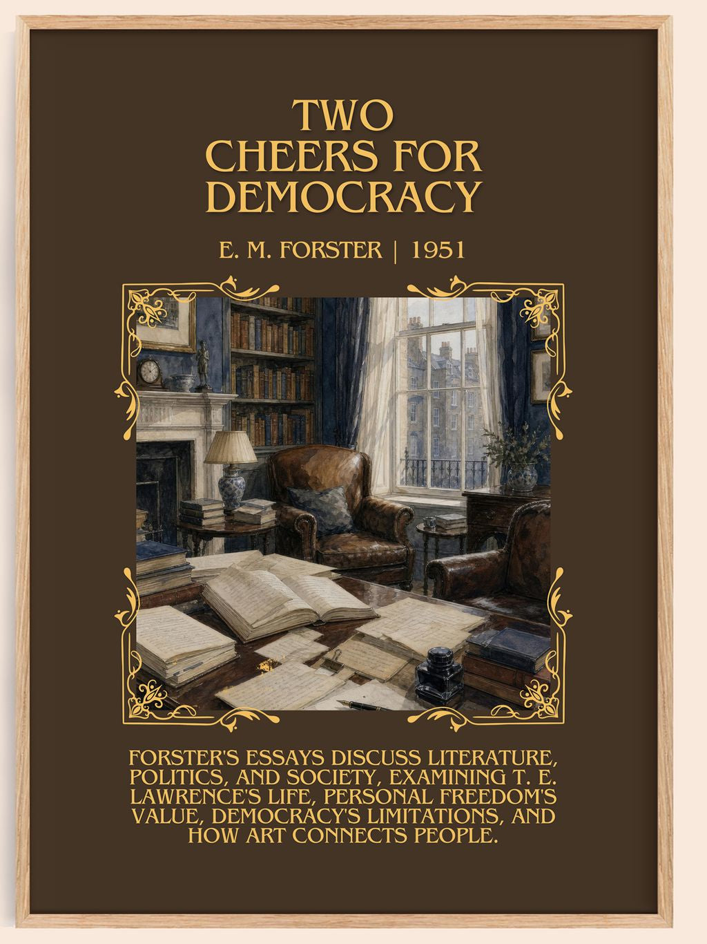 Two Cheers For Democracy Minimalist Book Poster by E. M. Forster – book poster