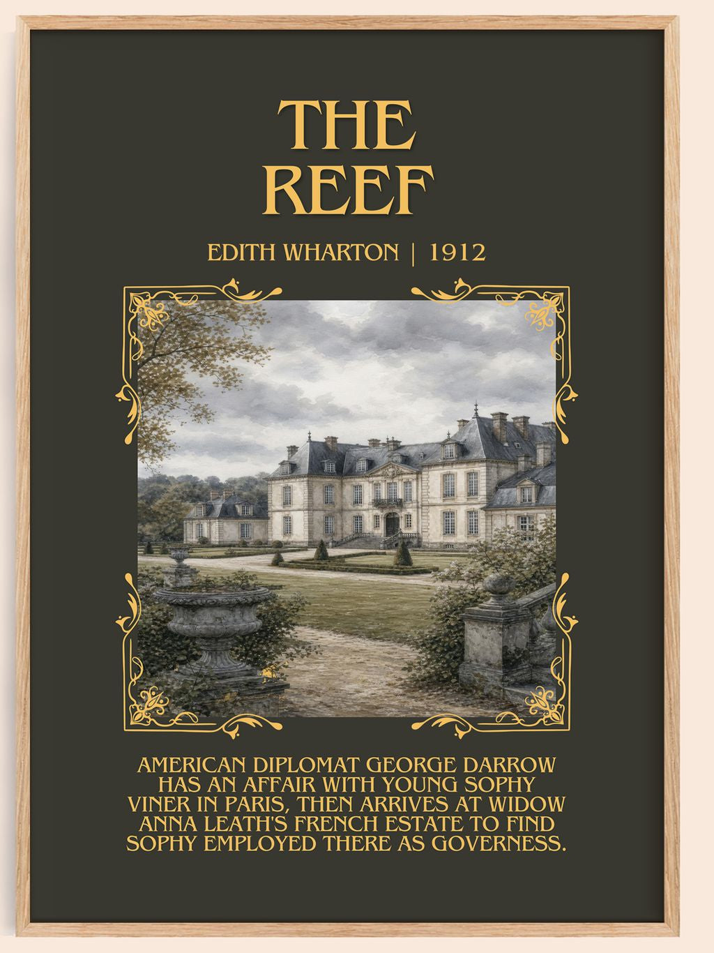 The Reef Minimalist Book Poster by Edith Wharton – book poster
