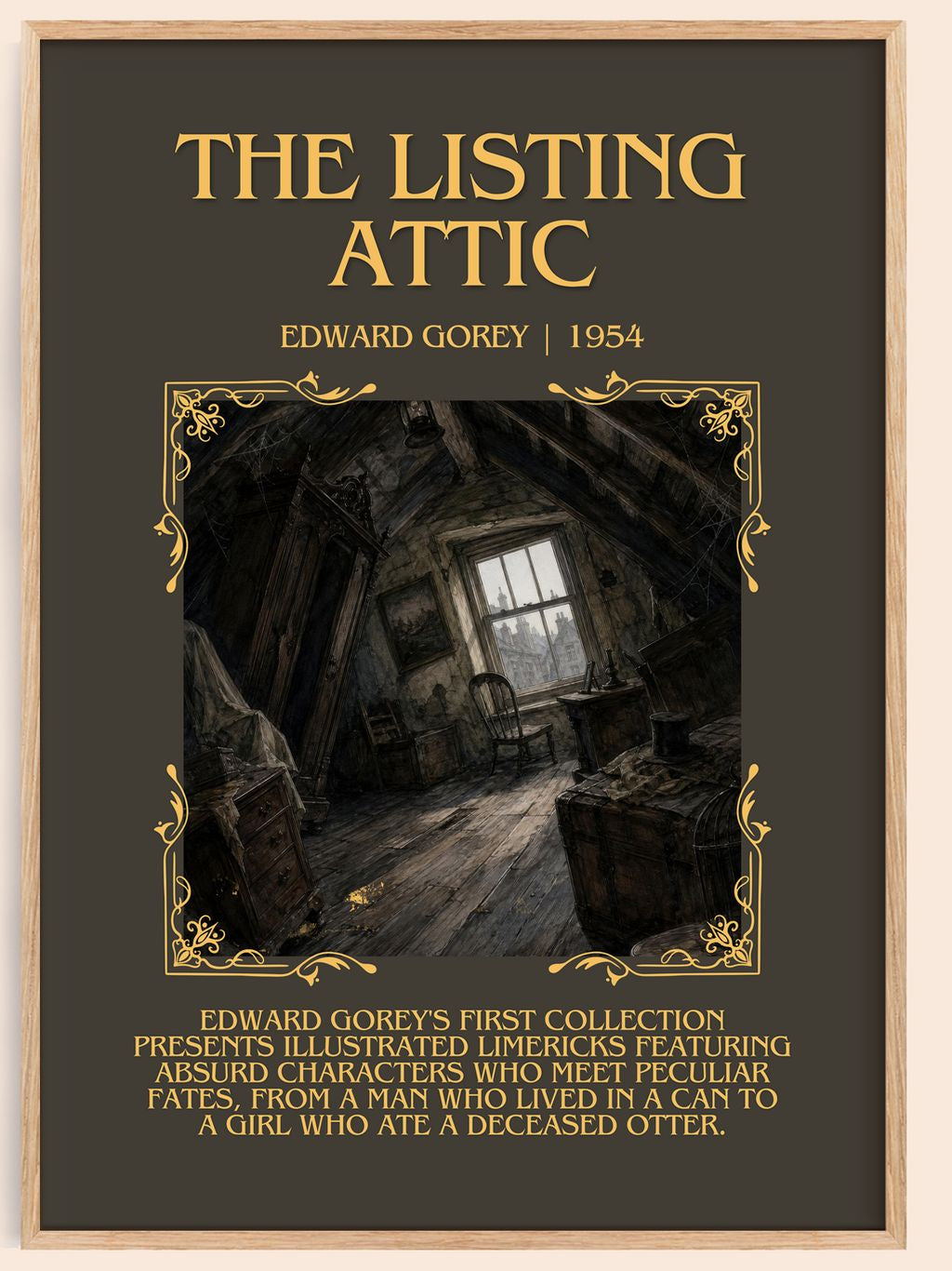 The Listing Attic Minimalist Book Poster by Edward Gorey – book poster