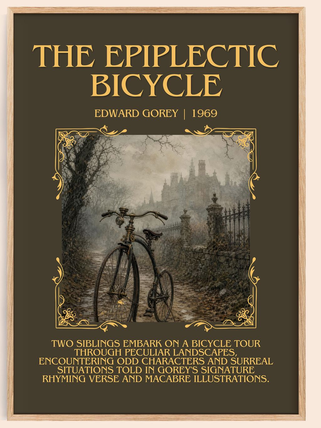 The Epiplectic Bicycle Minimalist Book Poster by Edward Gorey – book poster
