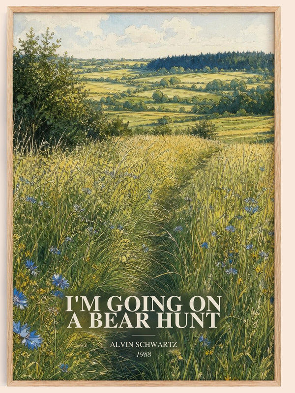 I'M Going On A Bear Hunt watercolour book poster by Alvin Schwartz – framed literary art print