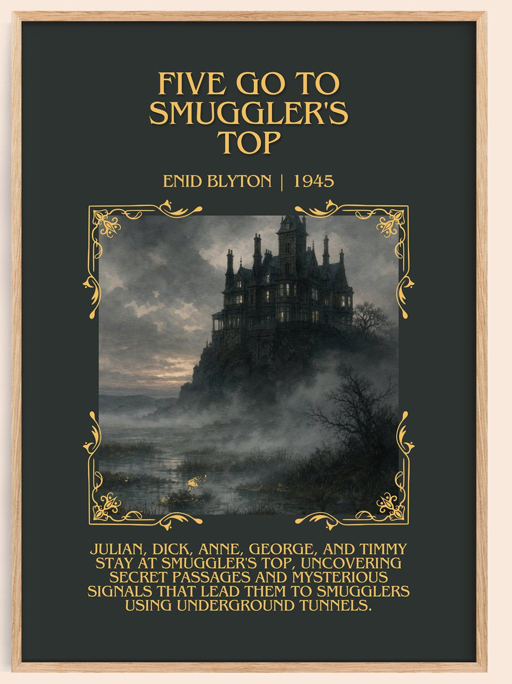 Five Go To Smuggler'S Top Minimalist Book Poster by Enid Blyton – book poster
