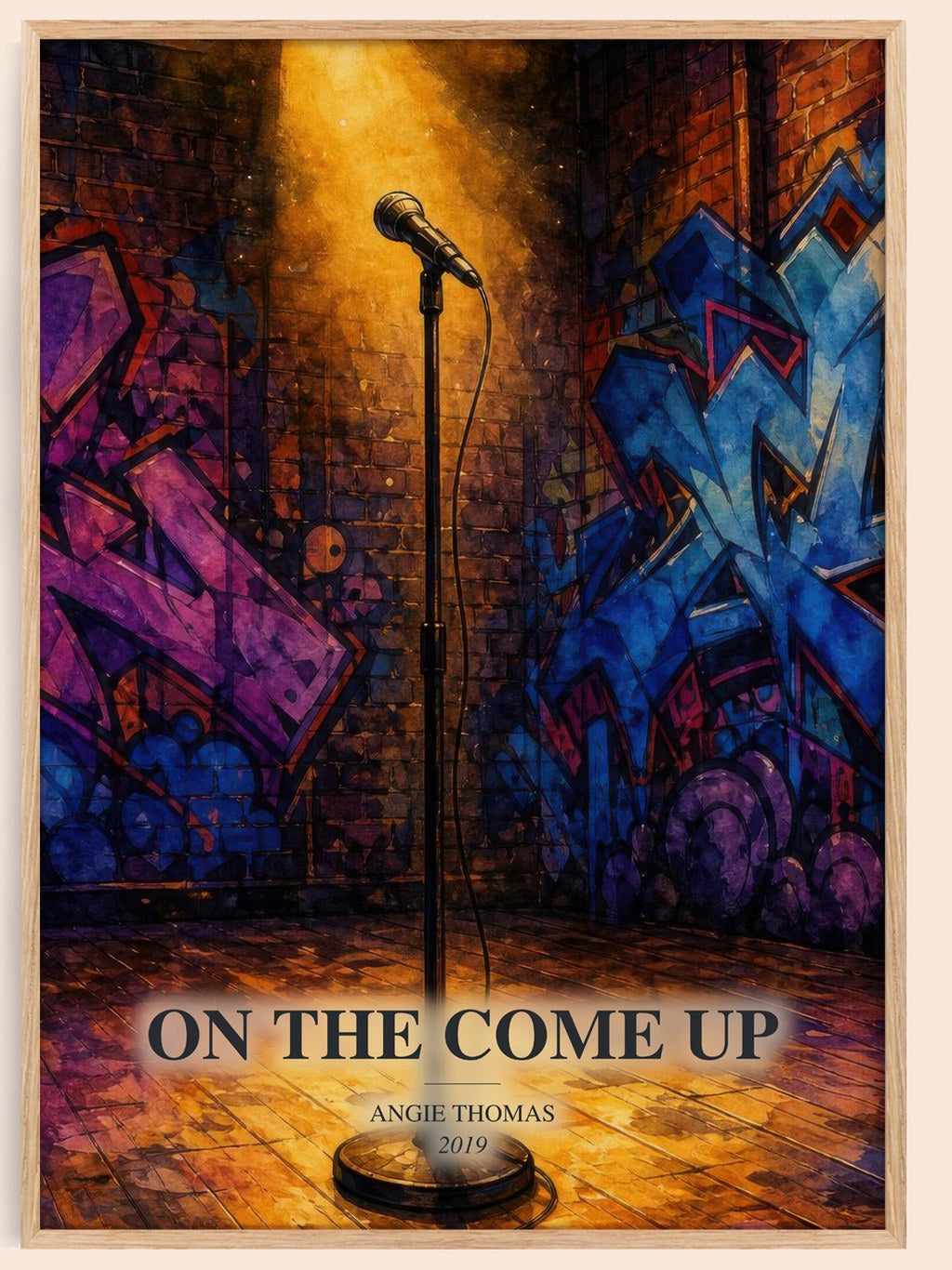 On The Come Up watercolour book poster by Angie Thomas – framed literary art print