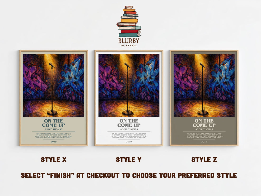 On The Come Up bookish print in frame leaning in hallway – young adult wall art (mockup)