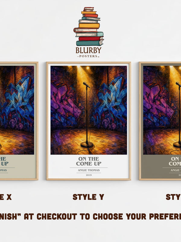 On The Come Up book cover print in frame leaning in hallway – young adult wall art