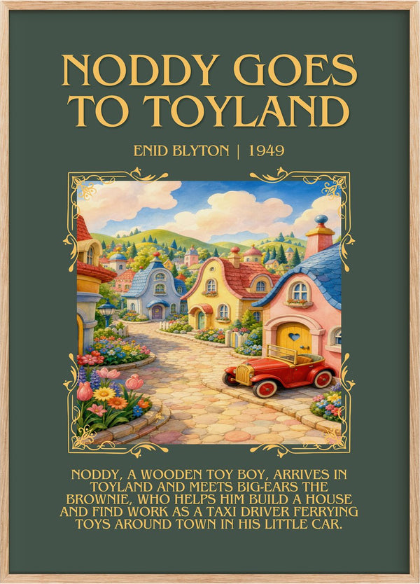 Noddy Goes To Toyland Minimalist Book Poster by Enid Blyton