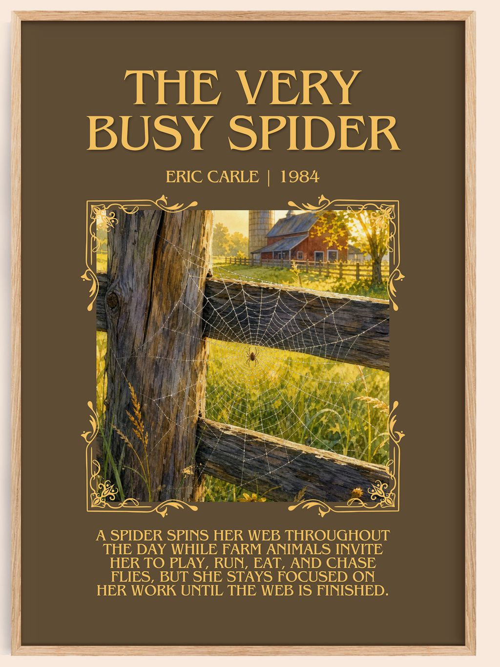 The Very Busy Spider Minimalist Book Poster by Eric Carle – book poster