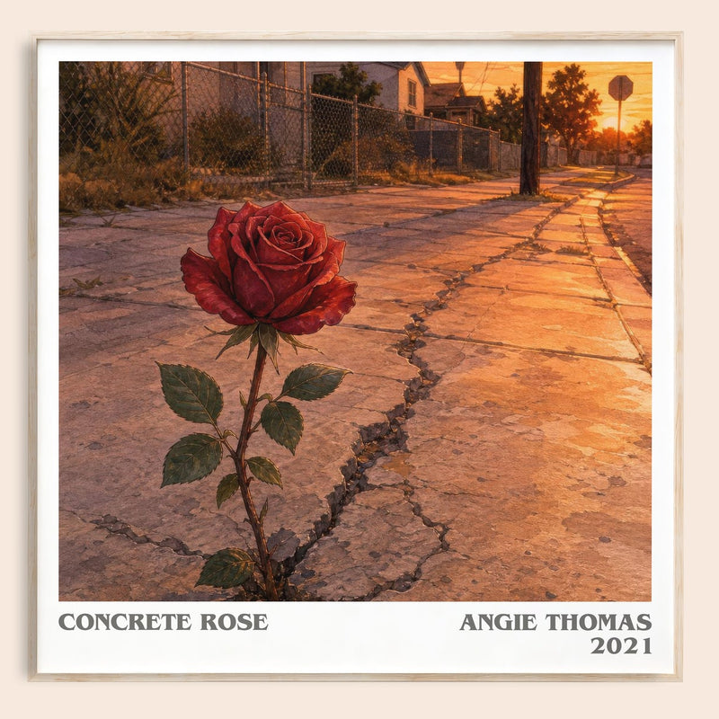 Concrete Rose literary book poster by Angie Thomas – framed literary art print