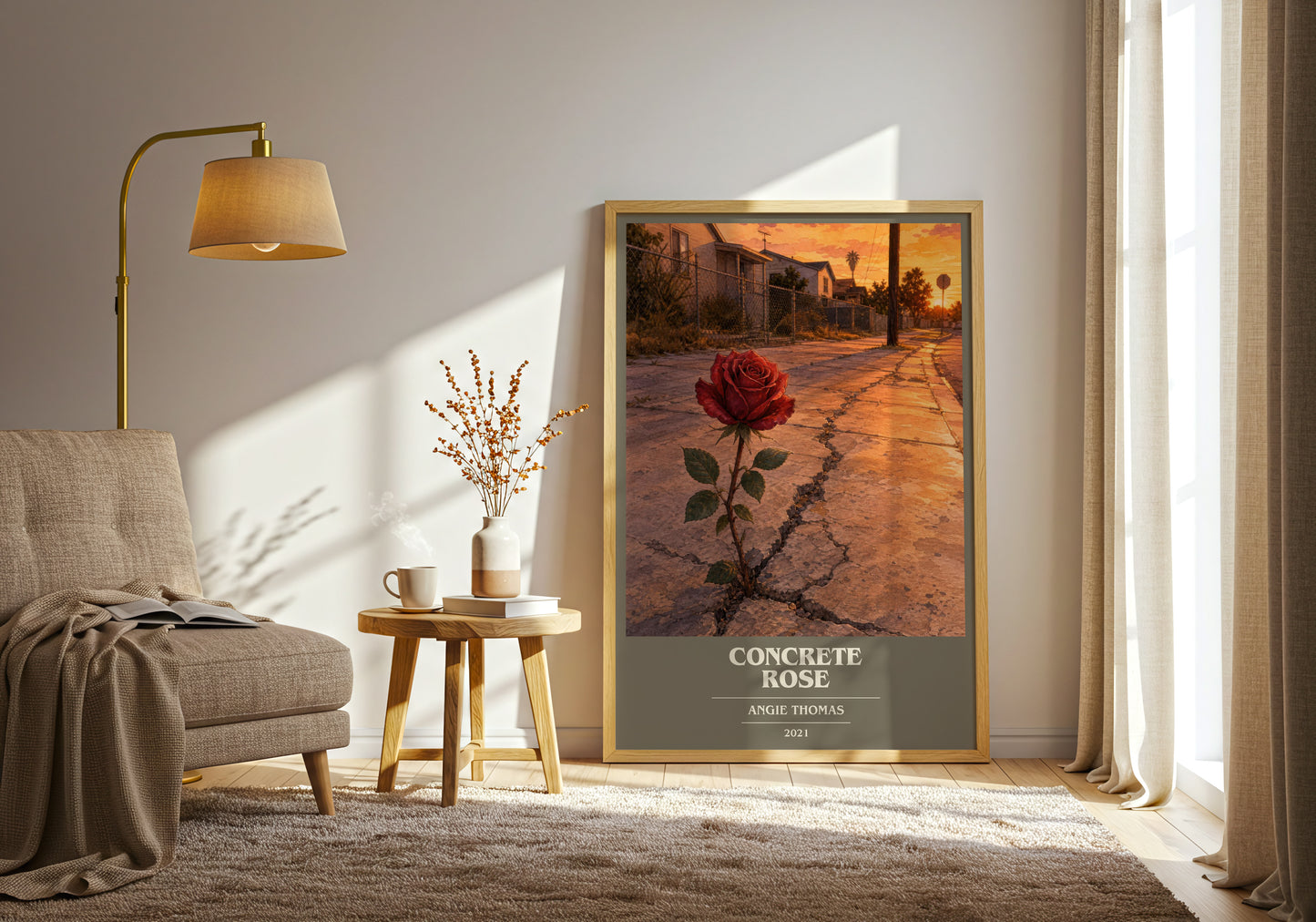 Concrete Rose book cover print on bookshelf – Angie Thomas fan gift