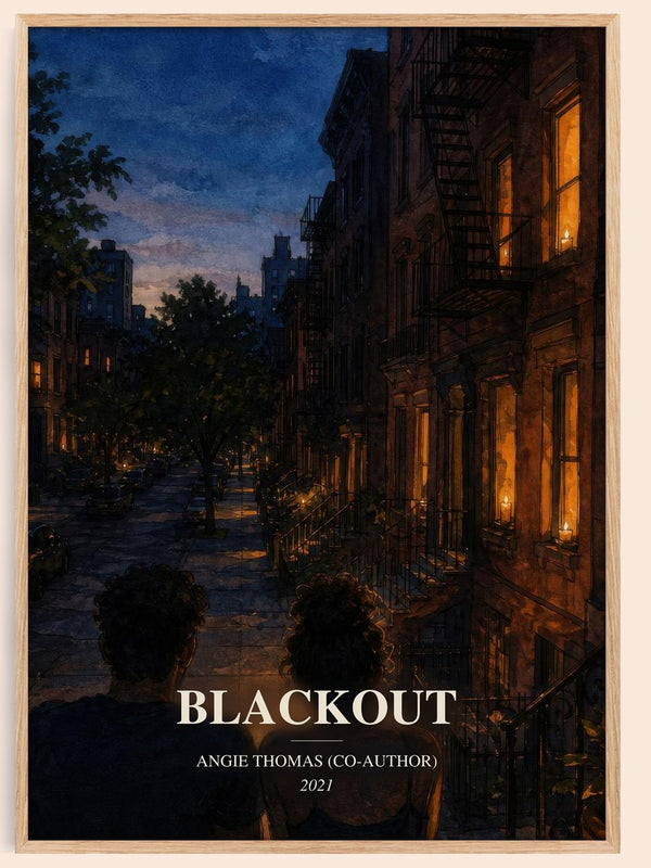 Blackout watercolour book poster by Angie Thomas (Co-Author) – framed literary art print