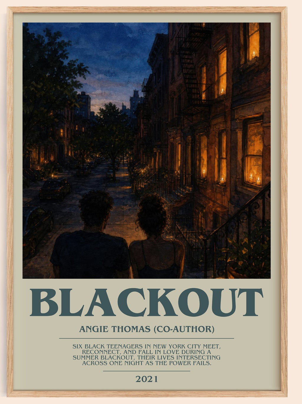 Blackout bookish book poster by Angie Thomas (Co-Author) – framed literary art print