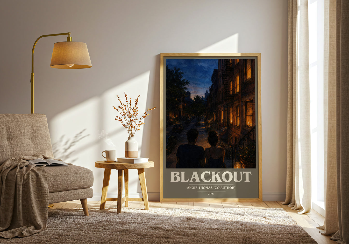 Blackout book cover print on bookshelf – Angie Thomas (Co-Author) fan gift