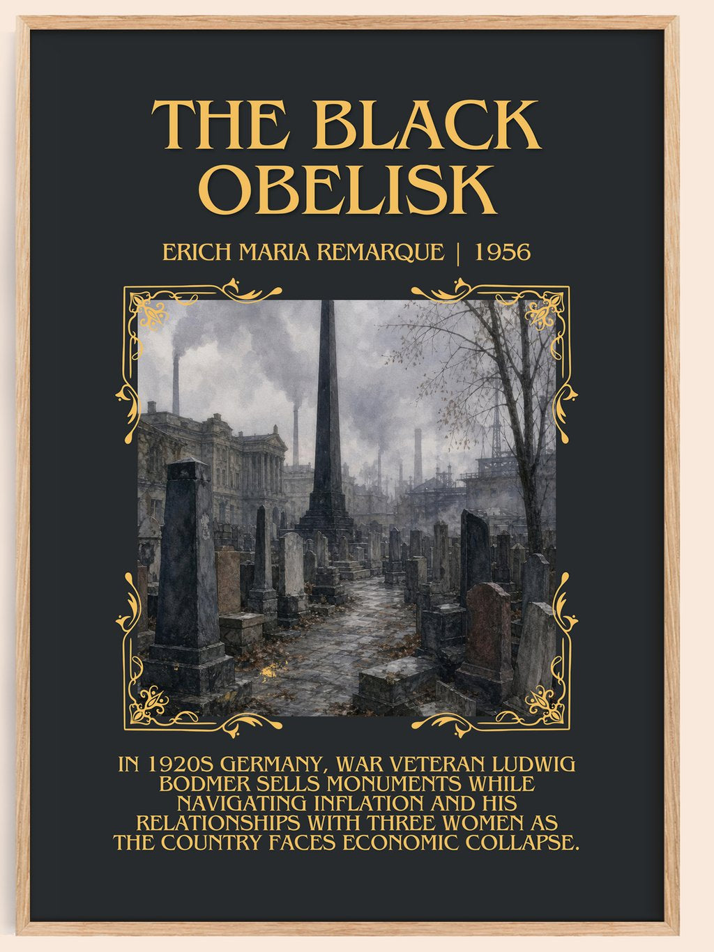 The Black Obelisk Minimalist Book Poster by Erich Maria Remarque – book poster