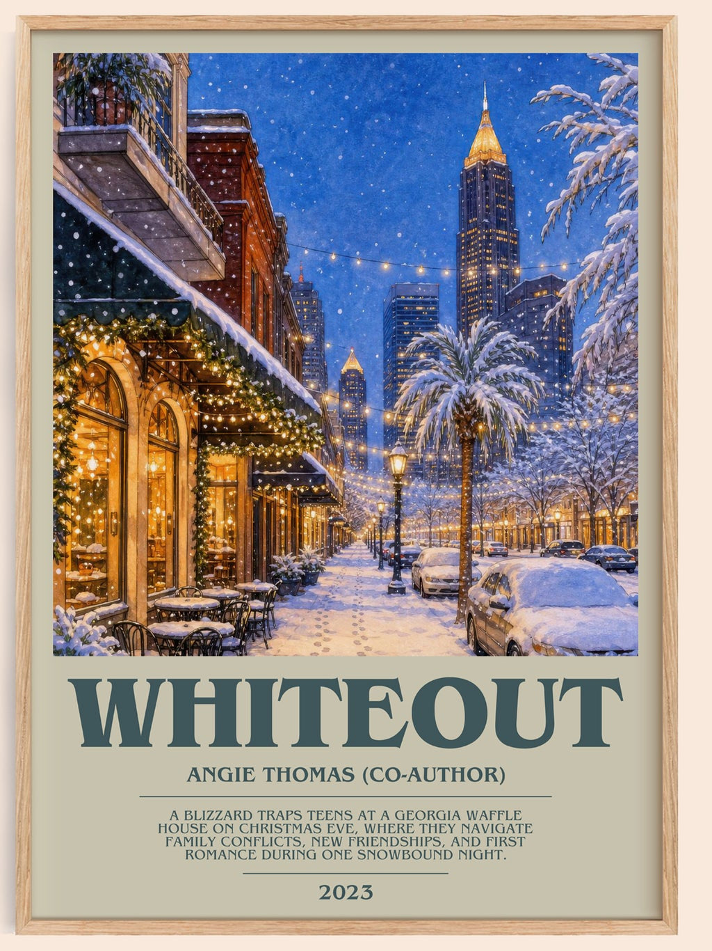 Whiteout bookish book poster by Angie Thomas (Co-Author) – framed literary art print