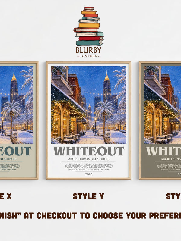 Whiteout bookish print in frame leaning in hallway – young adult wall art