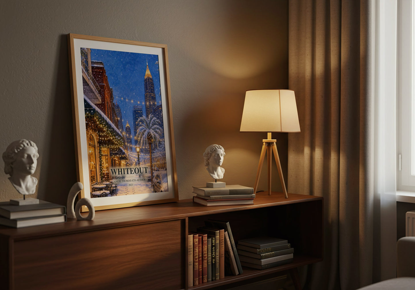 Whiteout watercolour print on bookshelf – Angie Thomas (Co-Author) fan gift
