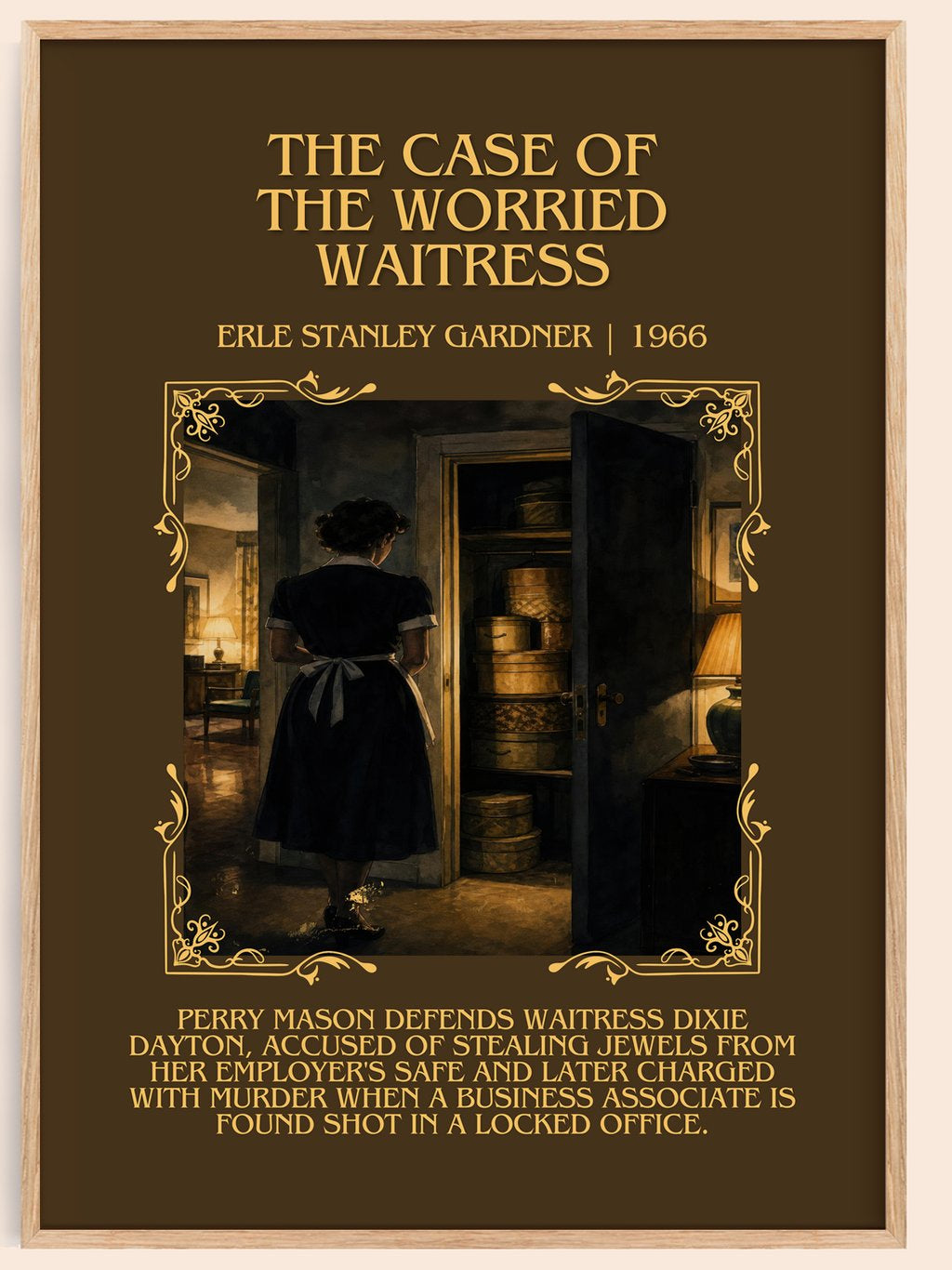 Case Of The Worried Waitress Minimalist Book Poster by E. Gardner – book poster
