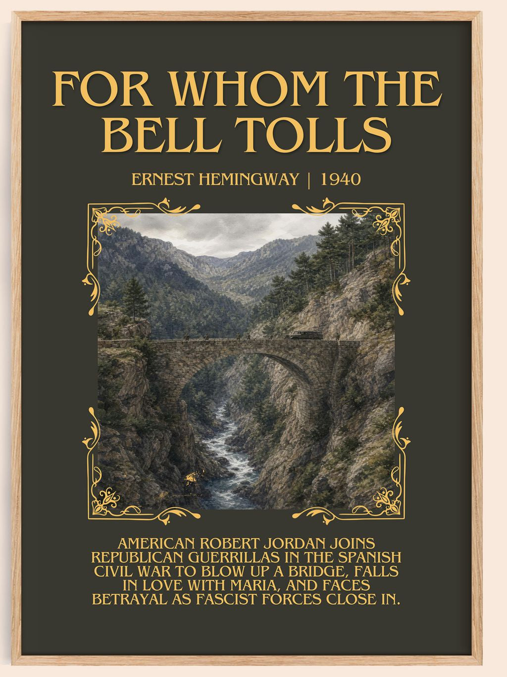 For Whom The Bell Tolls Minimalist Book Poster by Ernest Hemingway – book poster