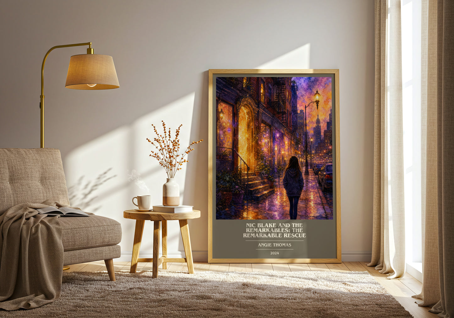 Nic Blake And The Remarkables: The Remarkable Rescue book cover print on bookshelf – Angie Thomas fan gift