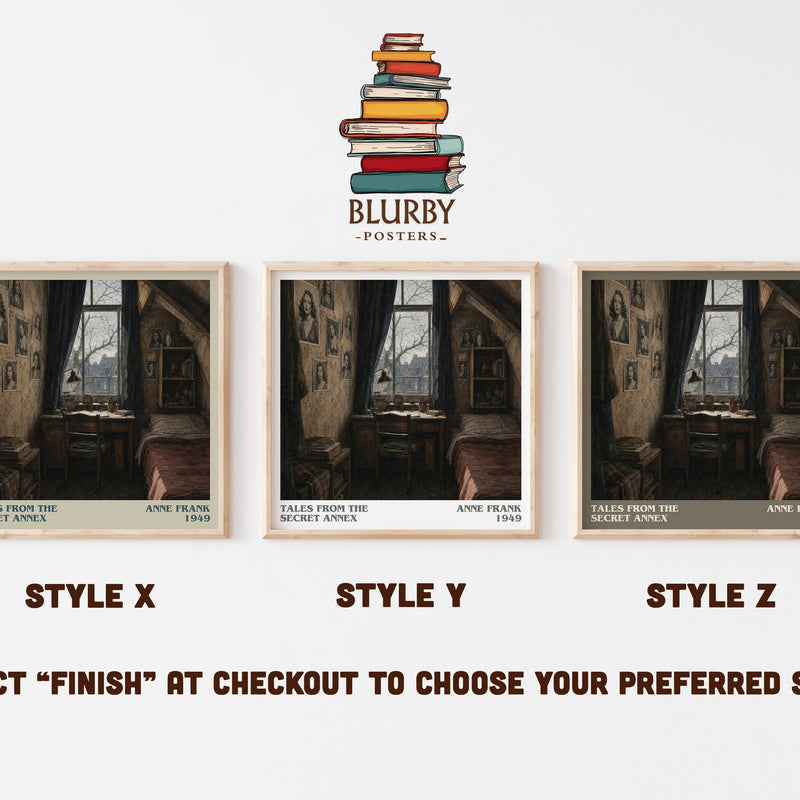 Tales From The Secret Annex literary print in frame leaning in hallway – non fiction wall art