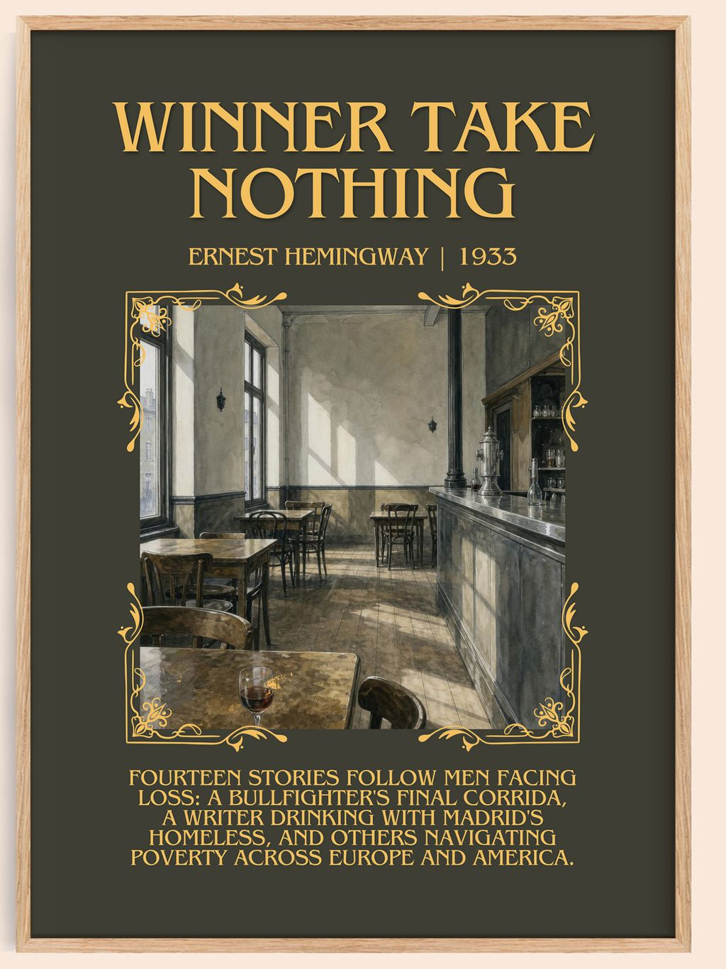 Winner Take Nothing Minimalist Book Poster by Ernest Hemingway – book poster