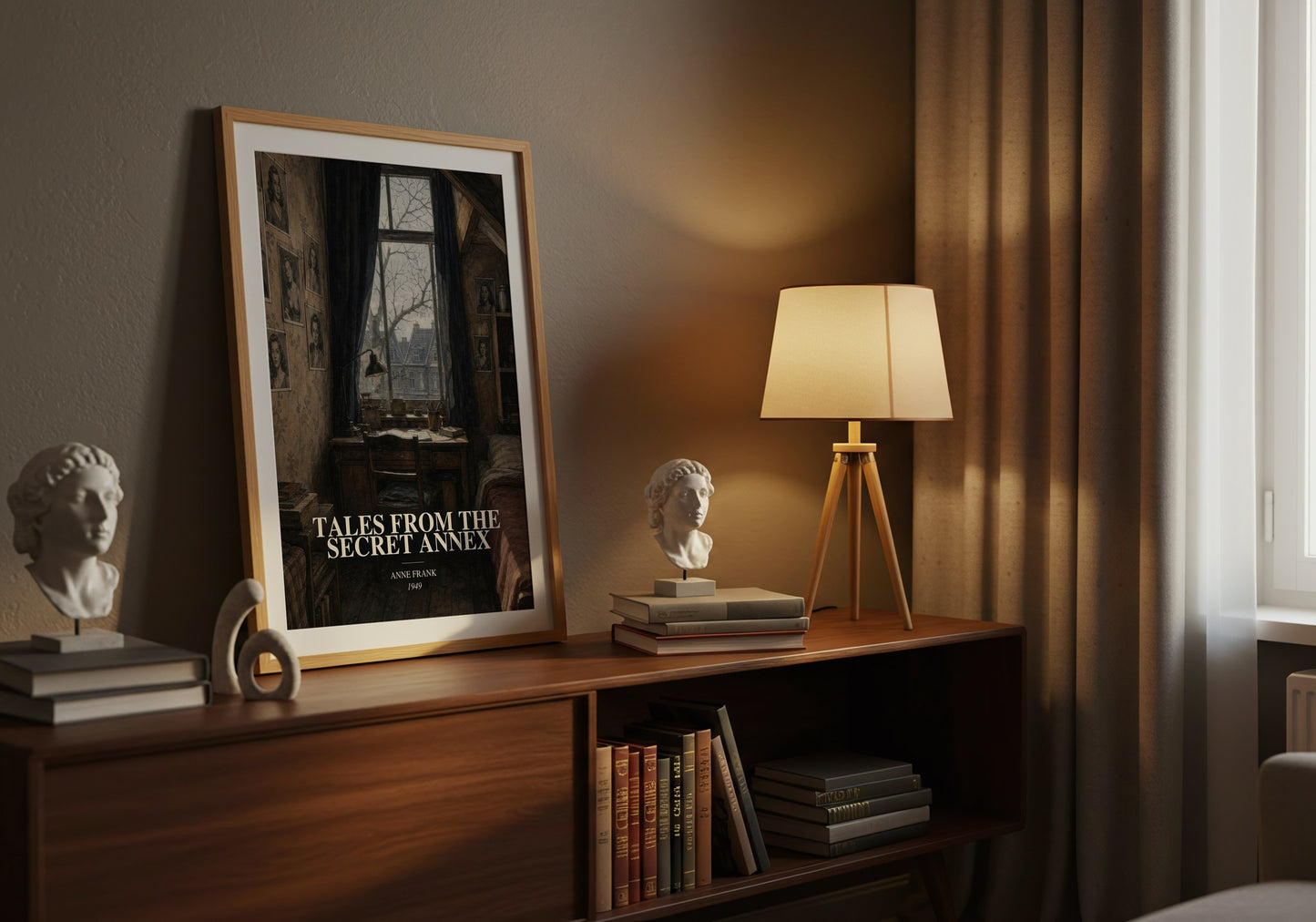 Tales From The Secret Annex watercolour print on bookshelf – Anne Frank fan gift