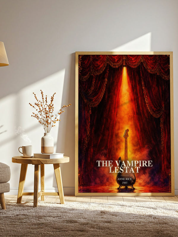 The Vampire Lestat watercolour print in frame leaning in hallway – horror wall art
