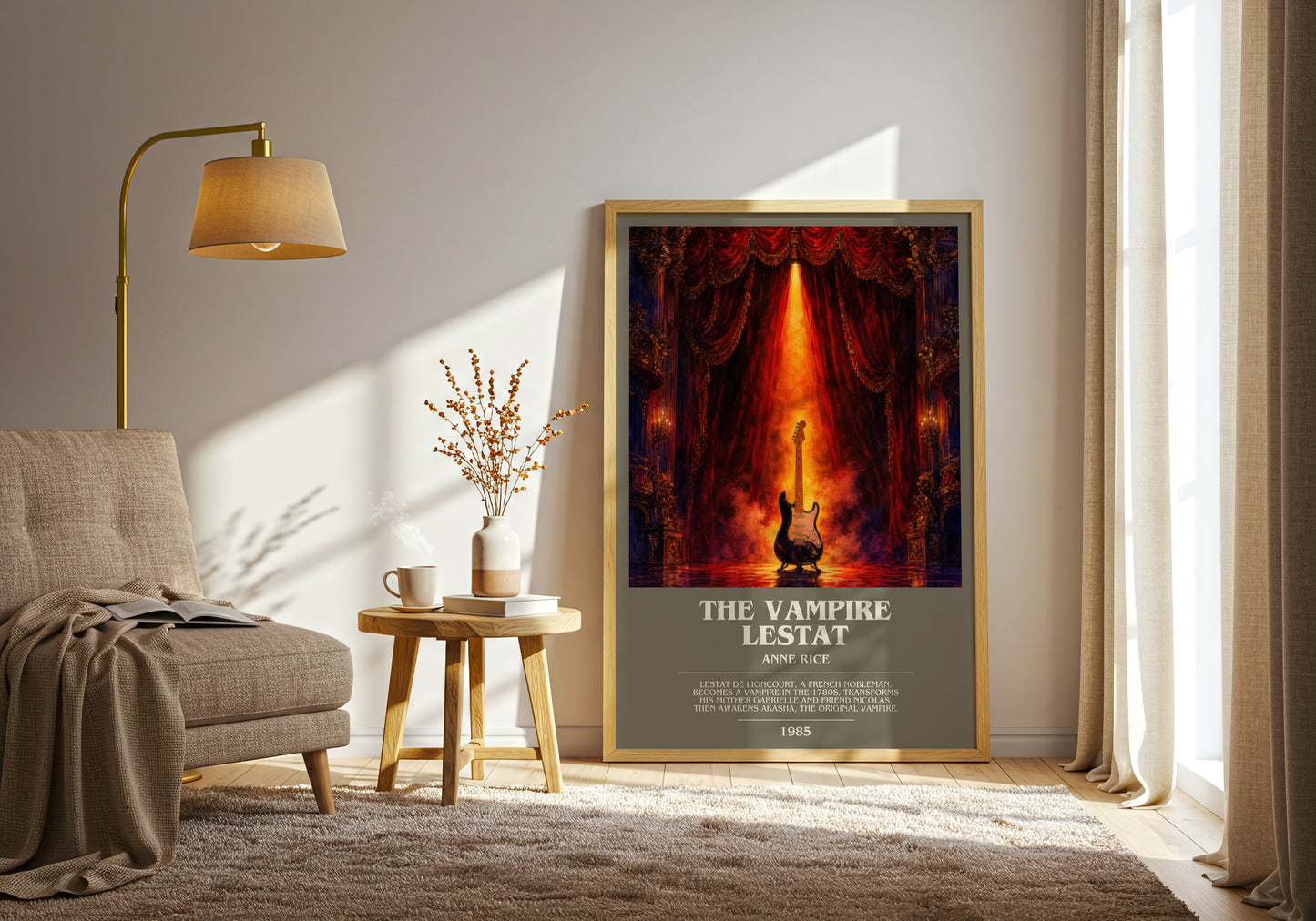 The Vampire Lestat bookish print on bookshelf – Anne Rice fan gift