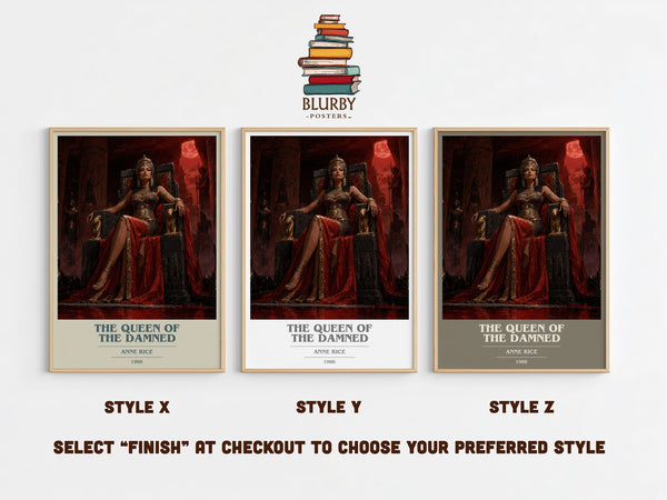 The Queen Of The Damned book cover print in frame leaning in hallway – horror wall art
