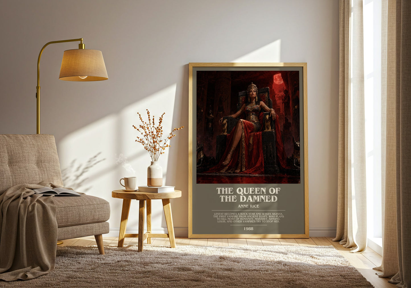 The Queen Of The Damned bookish print on bookshelf – Anne Rice fan gift