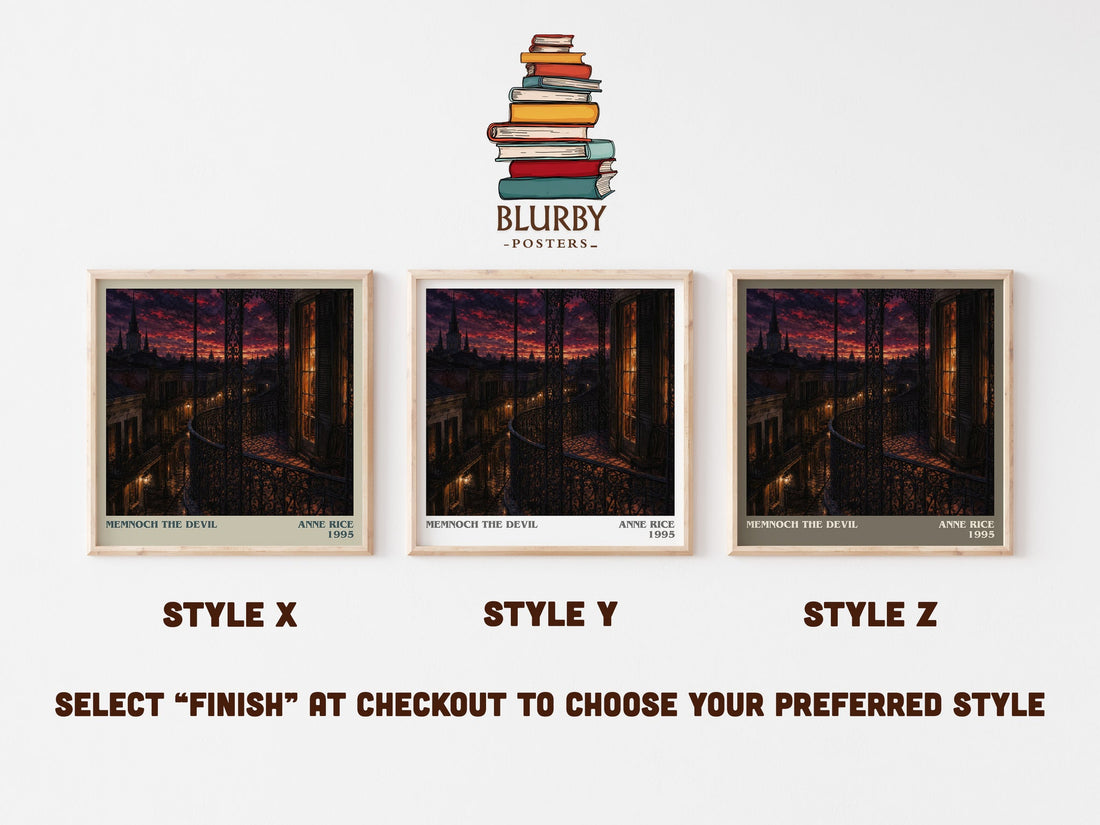 Memnoch The Devil literary print in frame leaning in hallway – horror wall art (mockup)