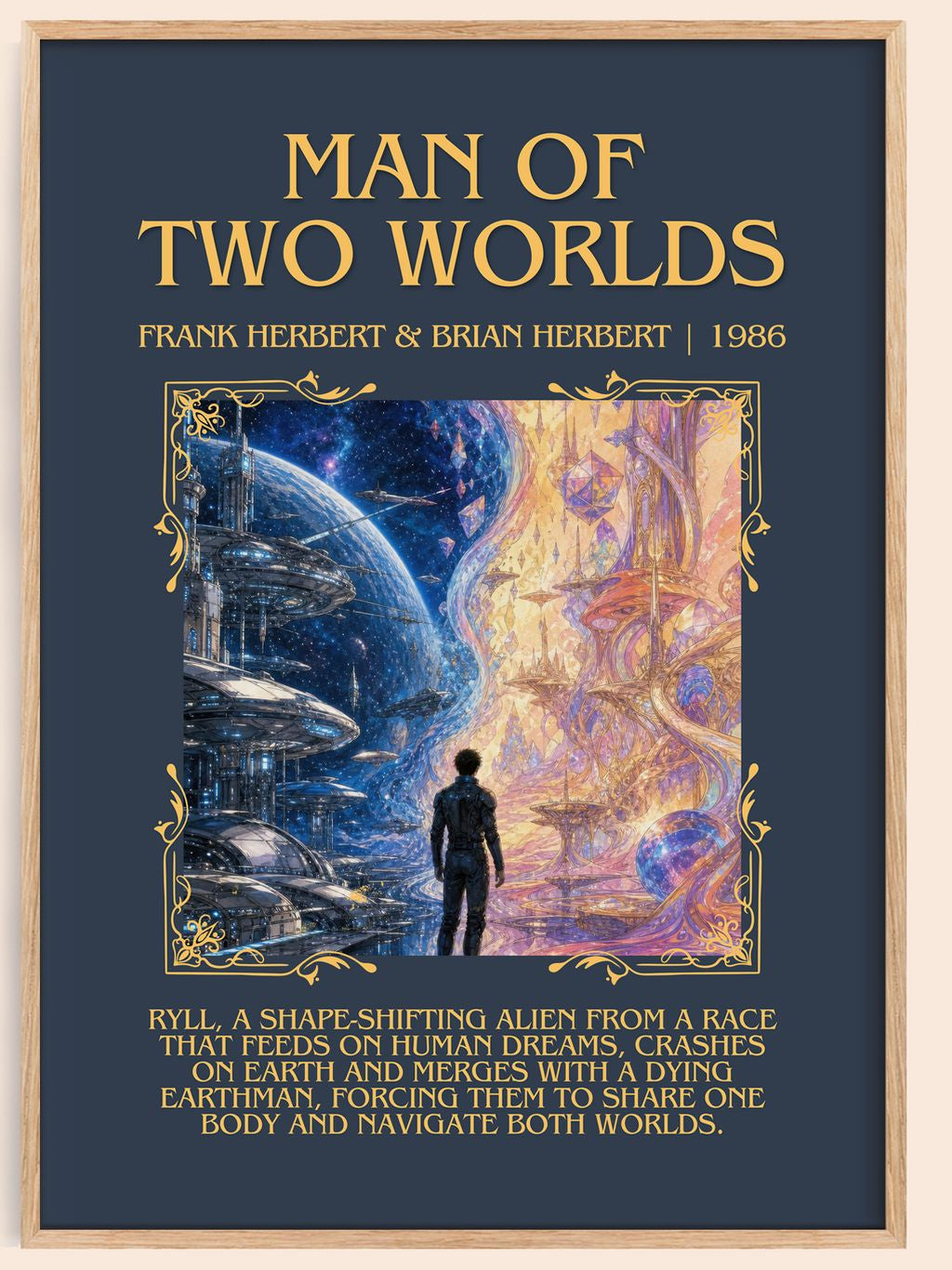Man Of Two Worlds Minimalist Book Poster by F. Herbert – book poster