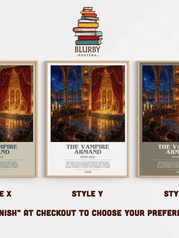 The Vampire Armand bookish print in frame leaning in hallway – horror wall art