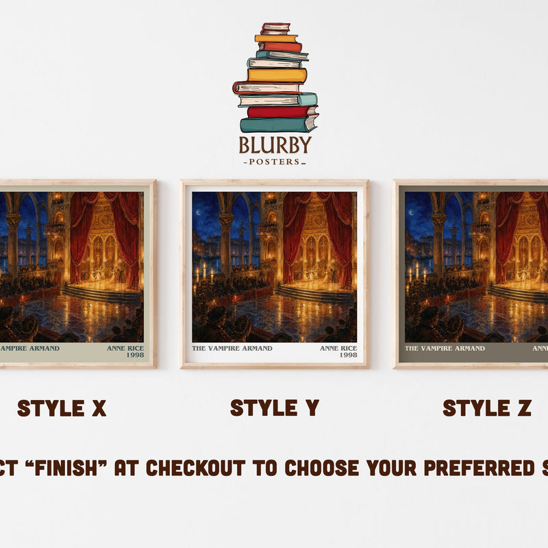 The Vampire Armand literary print in frame leaning in hallway – horror wall art