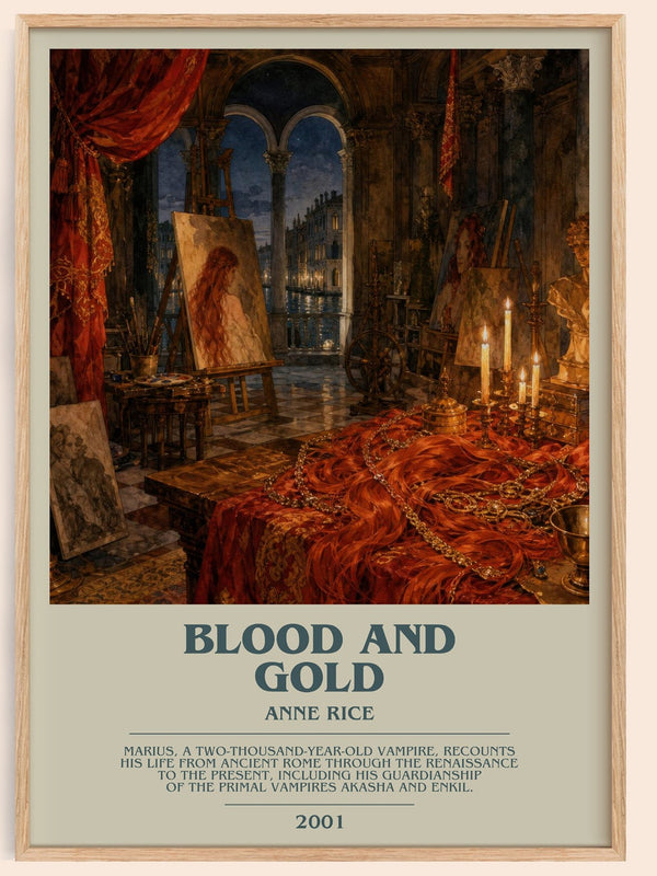 Blood And Gold bookish book poster by Anne Rice – framed literary art print