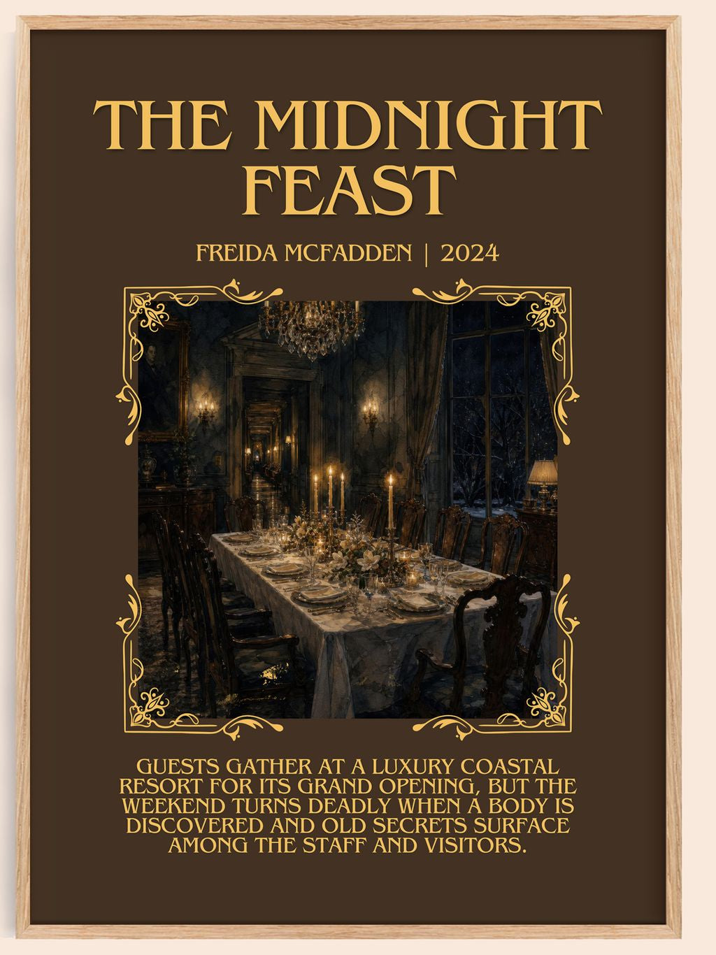 The Midnight Feast Minimalist Book Poster by Freida Mcfadden – book poster