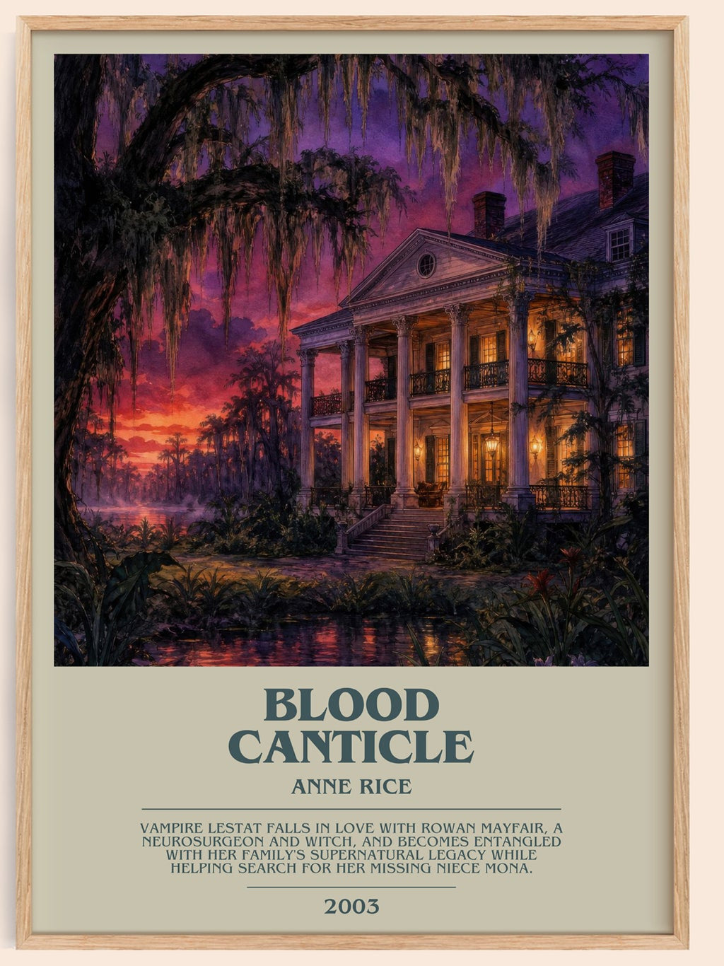 Blood Canticle bookish book poster by Anne Rice – framed literary art print